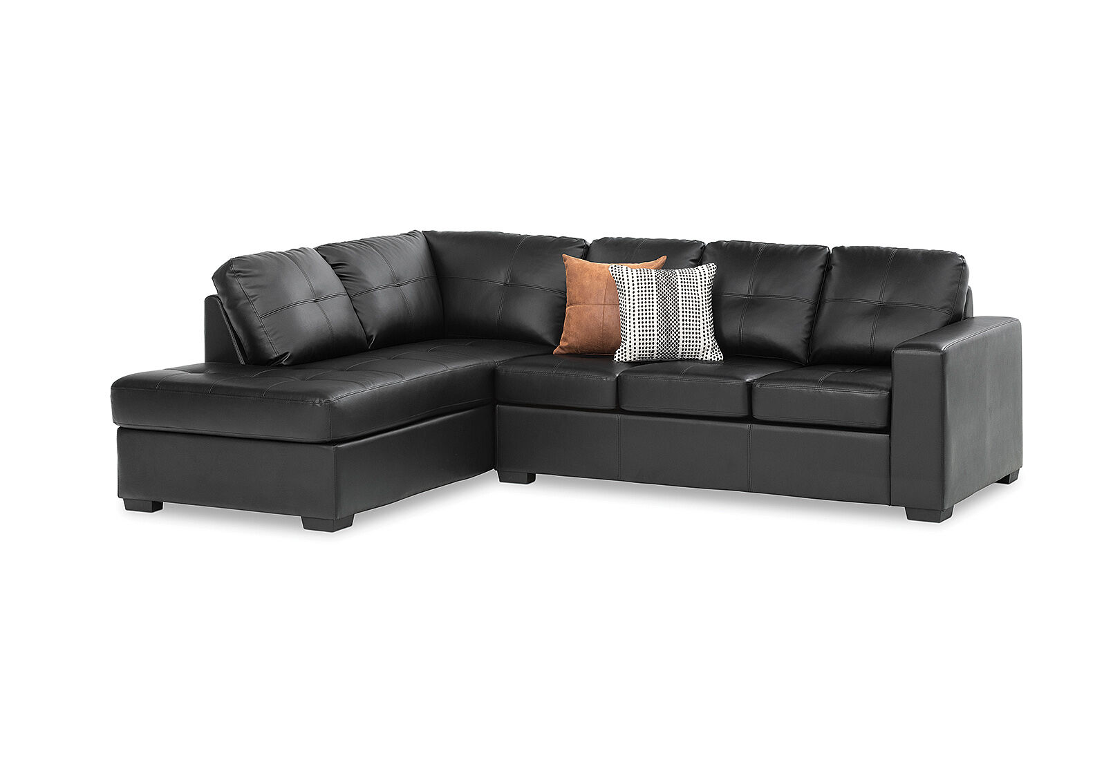 DIAMOND - Leather-Look Left-Hand Facing Corner Chaise with Sofa Bed DIAMOND