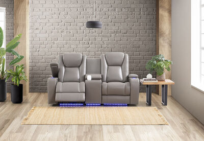 SENTINAL MK2 LEATHER - 2 Seater with 2 Electric Recliners and Console