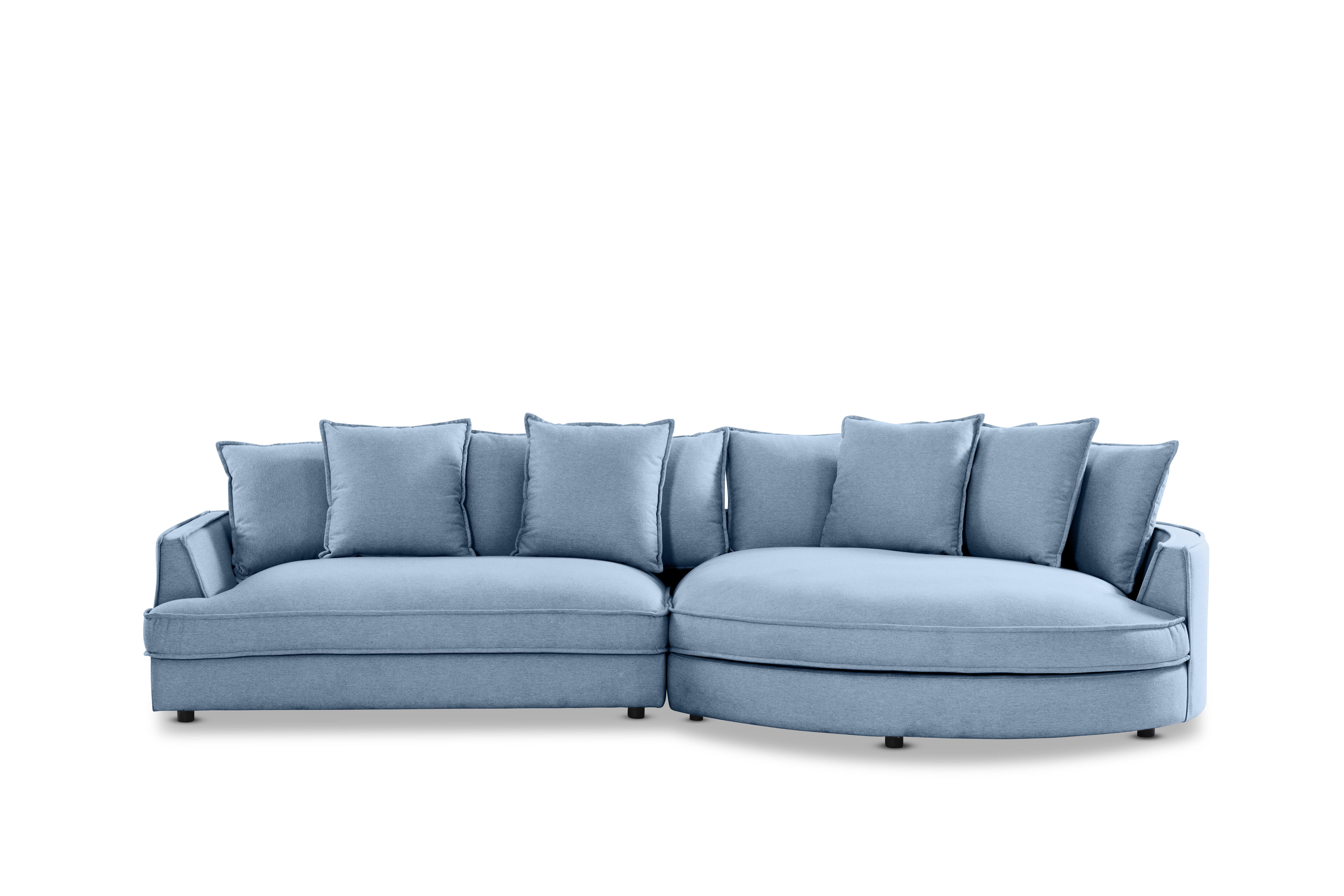 LIGHT BLUE THEA RHF Curved Chaise