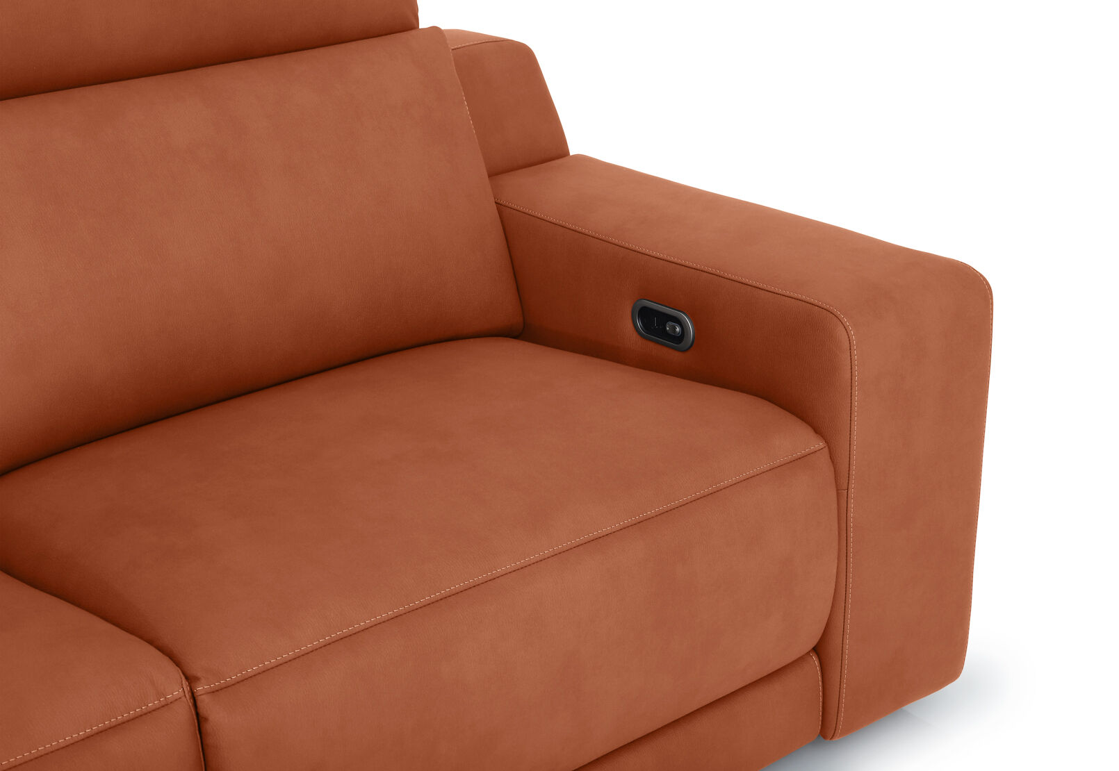 VANTRO FABRIC - 3 Seater LHF Chaise with Console and Inbuilt Electric Recliner VANTRO FABRIC