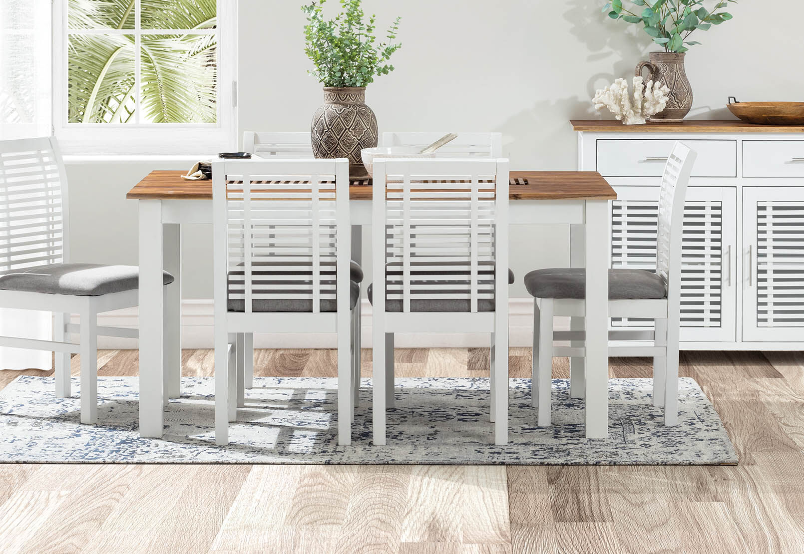 WHITE/PEWTER SANTO ANDRE 1500 Dining Table Amart Furniture