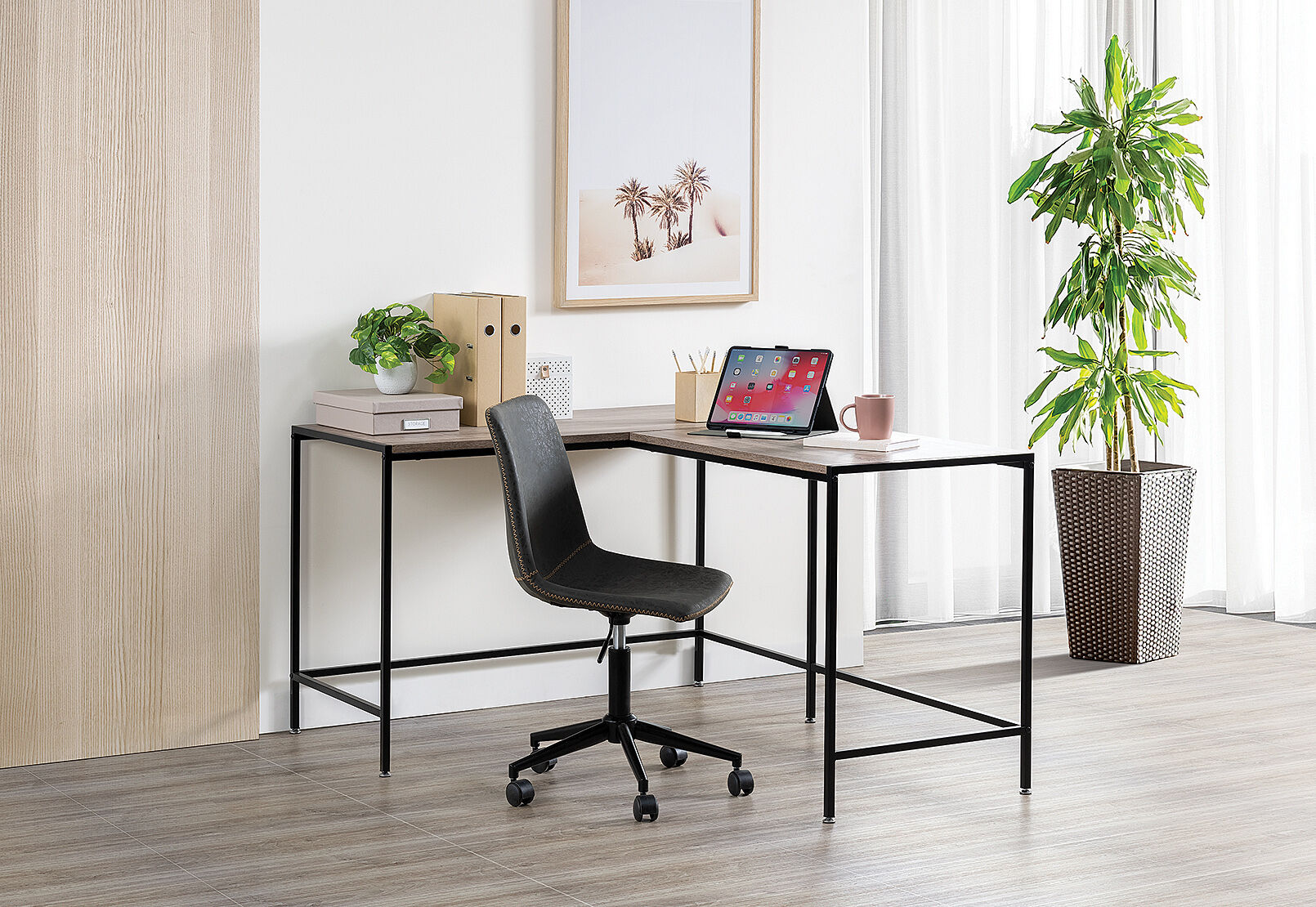 walnutblack quinn corner desk  amart furniture