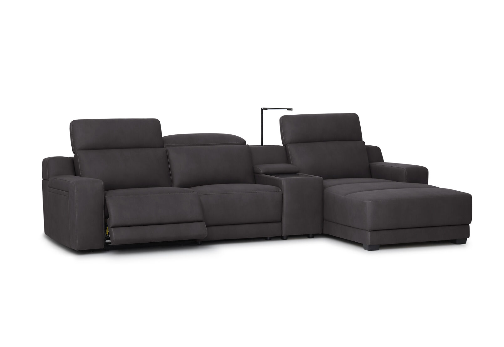 VANTRO FABRIC - 3 Seater RHF Chaise with Console and Inbuilt Electric Recliner VANTRO FABRIC