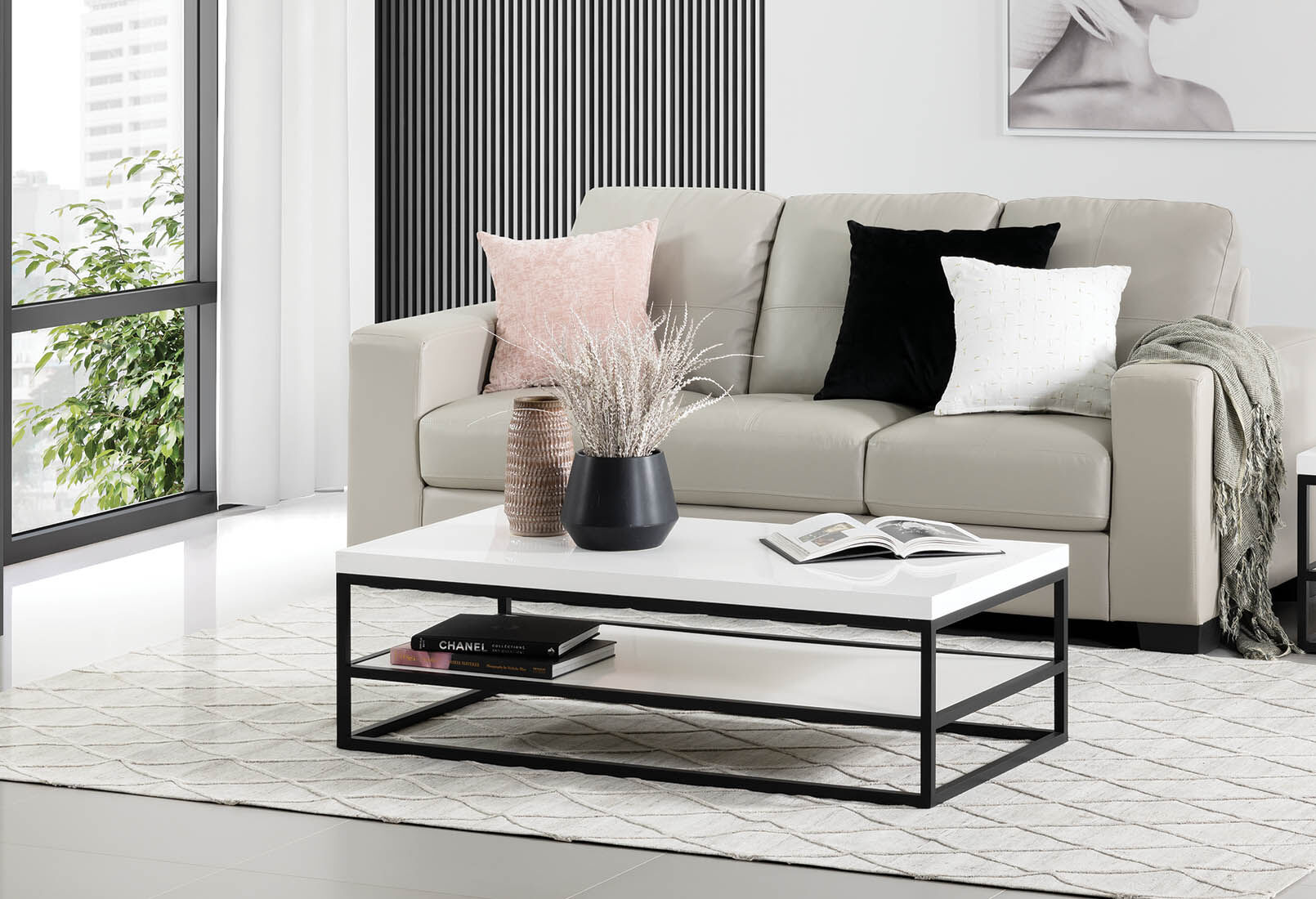 WHITE/ BLACK ROVIGO Coffee Table Amart Furniture