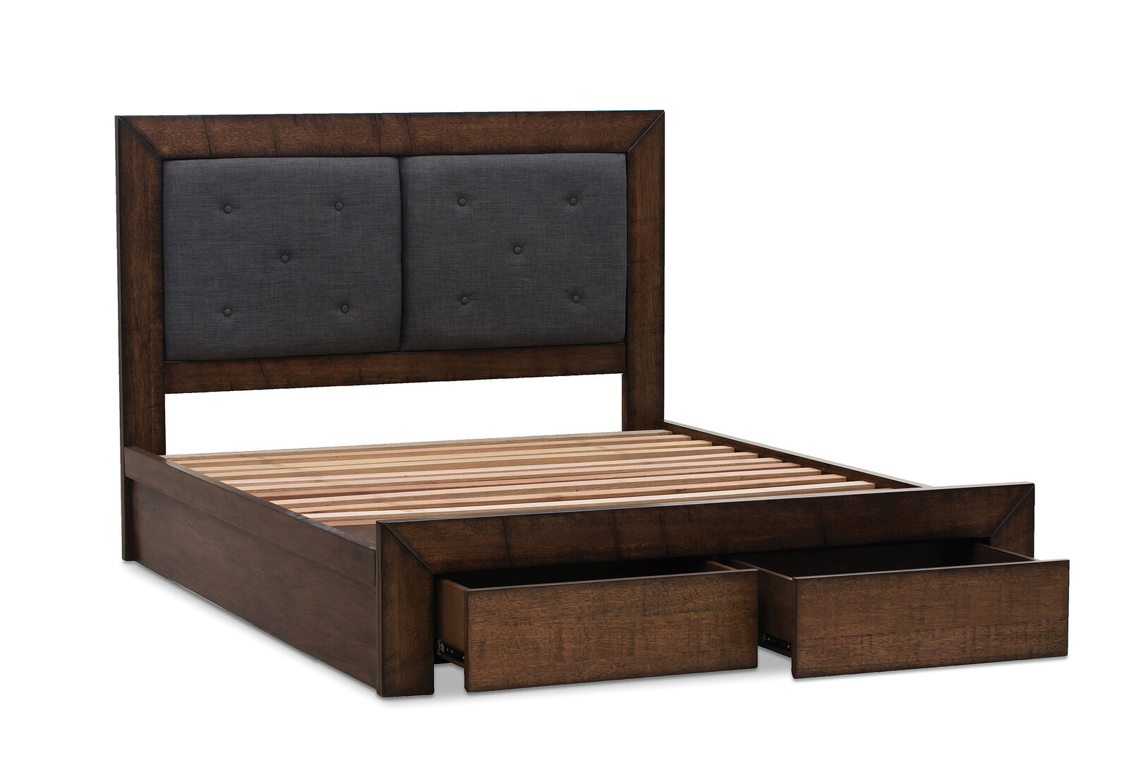 Rustic Brown Boulder King Bed With 2 Drawer Base Storage Amart Furniture