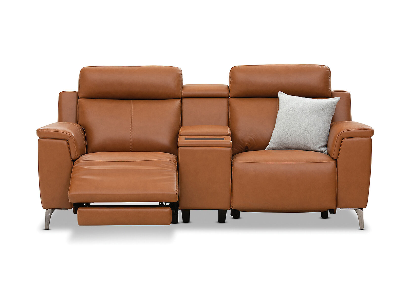 ARISTOTLE - Leather 2 Seater Sofa with Console and 2 Inbuilt Electric Recliners ARISTOTLE