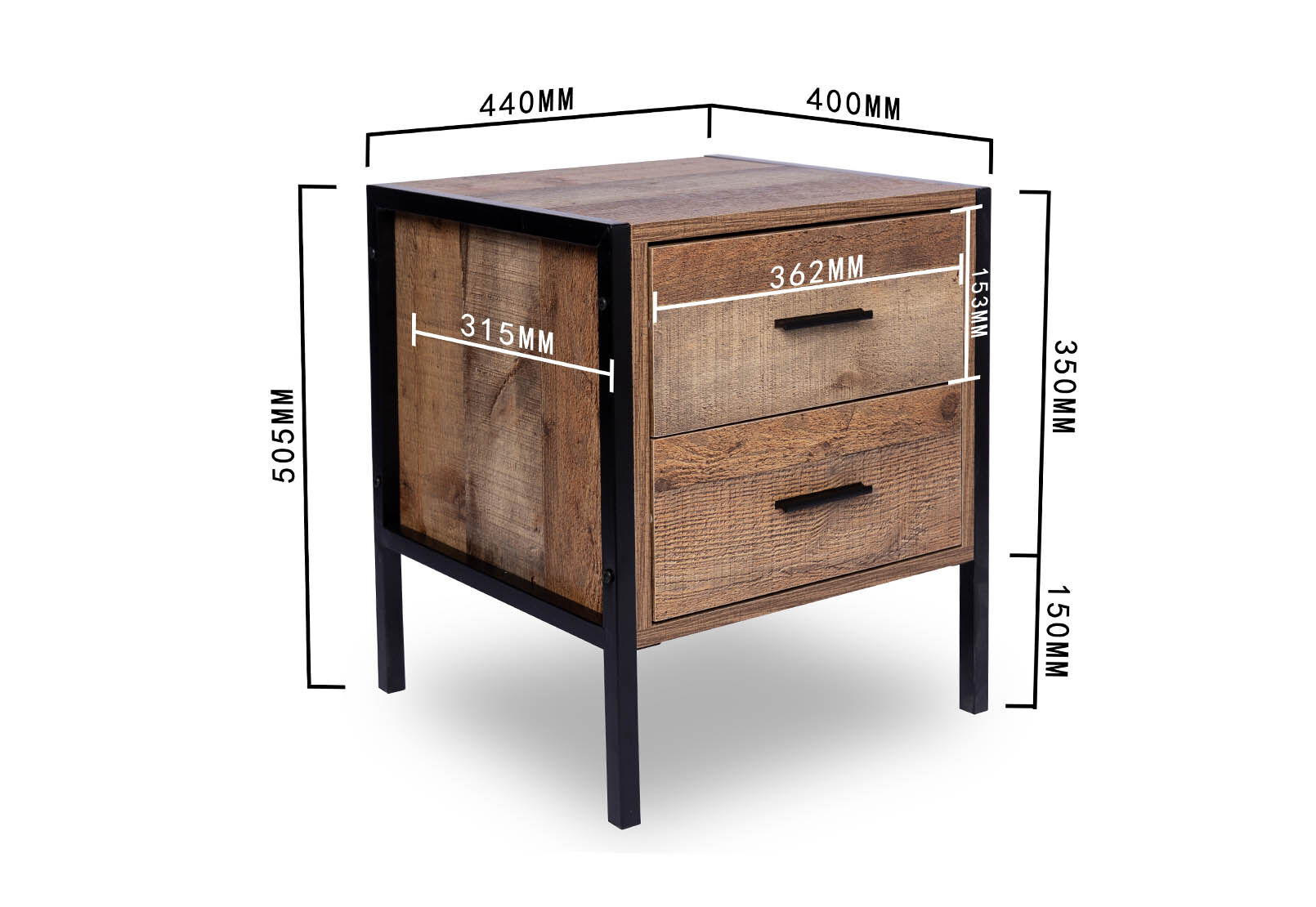 ALAN - 2 Drawer Bedside ALAN