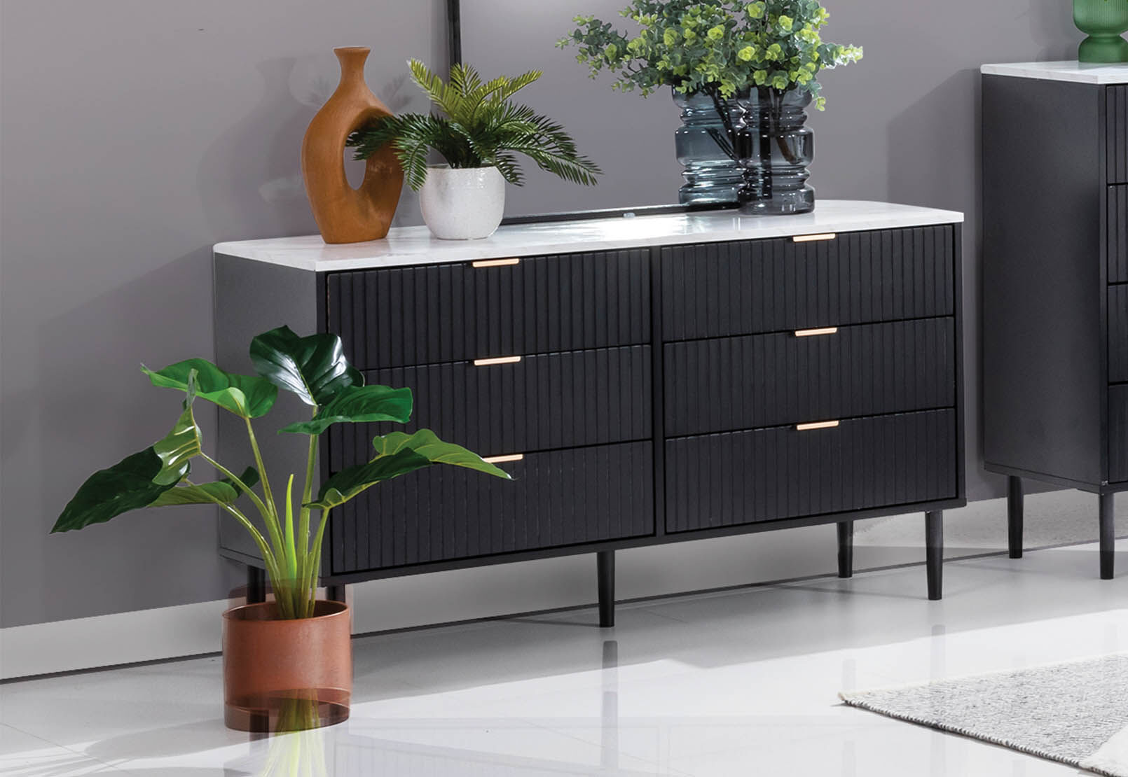 Grey outlet marble dresser