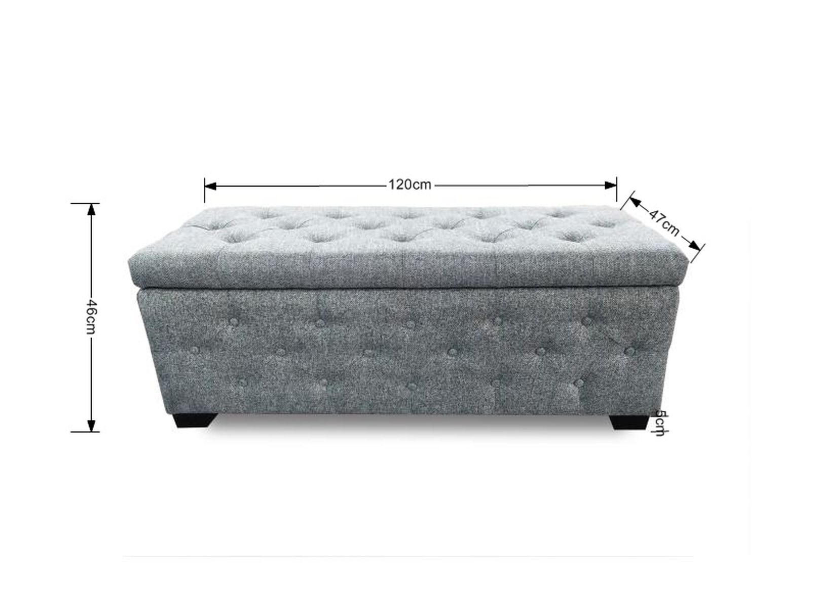 LIGHT GREY SAMFORD Light Grey Upholstered Storage Bench