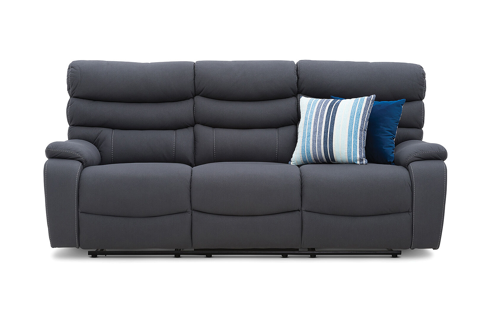 Steel Rowan Fabric 3 Seater With 2 Inbuilt Recliners Amart Furniture