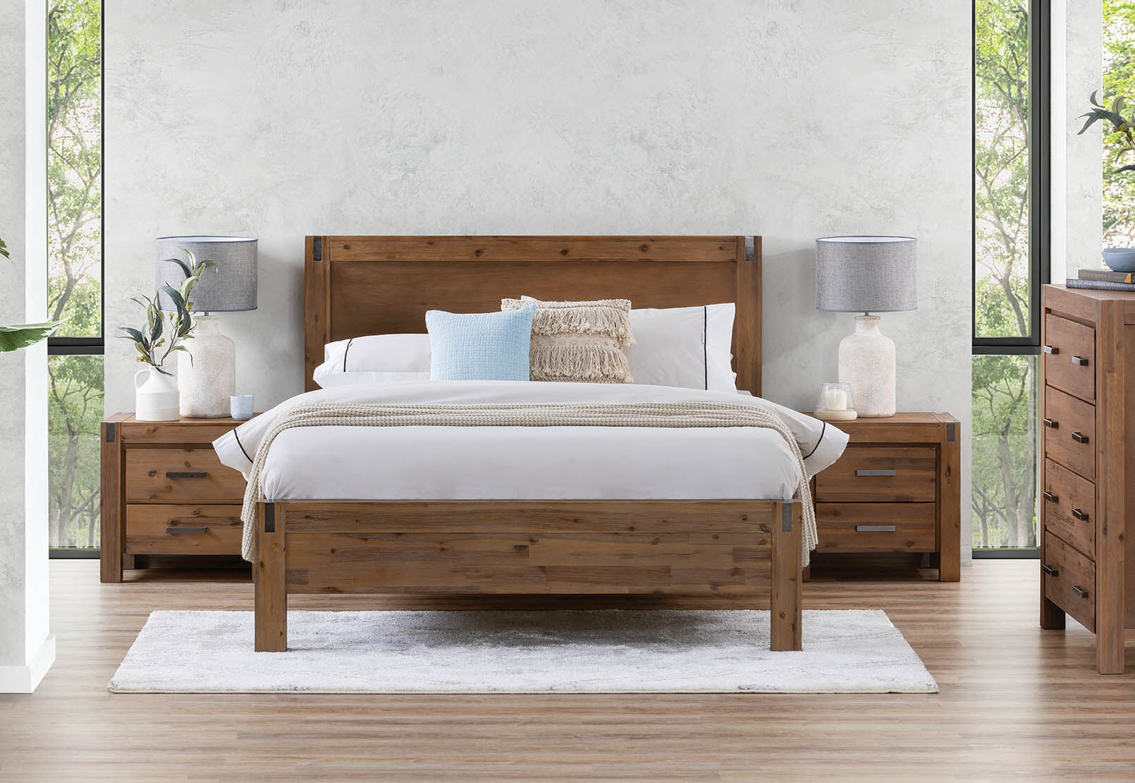 PEWTER SILVERWOOD 2 Drawer Bedside