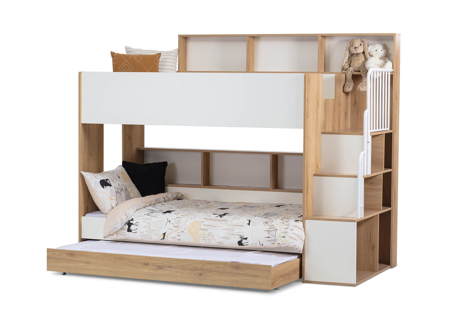 WHITE/NATURAL RYU Double Bunk Bed