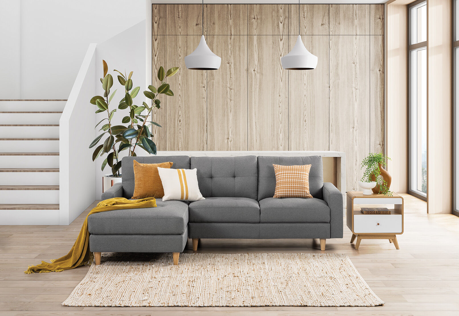 KELLER - Fabric 3 Seat LHF Chaise KELLER