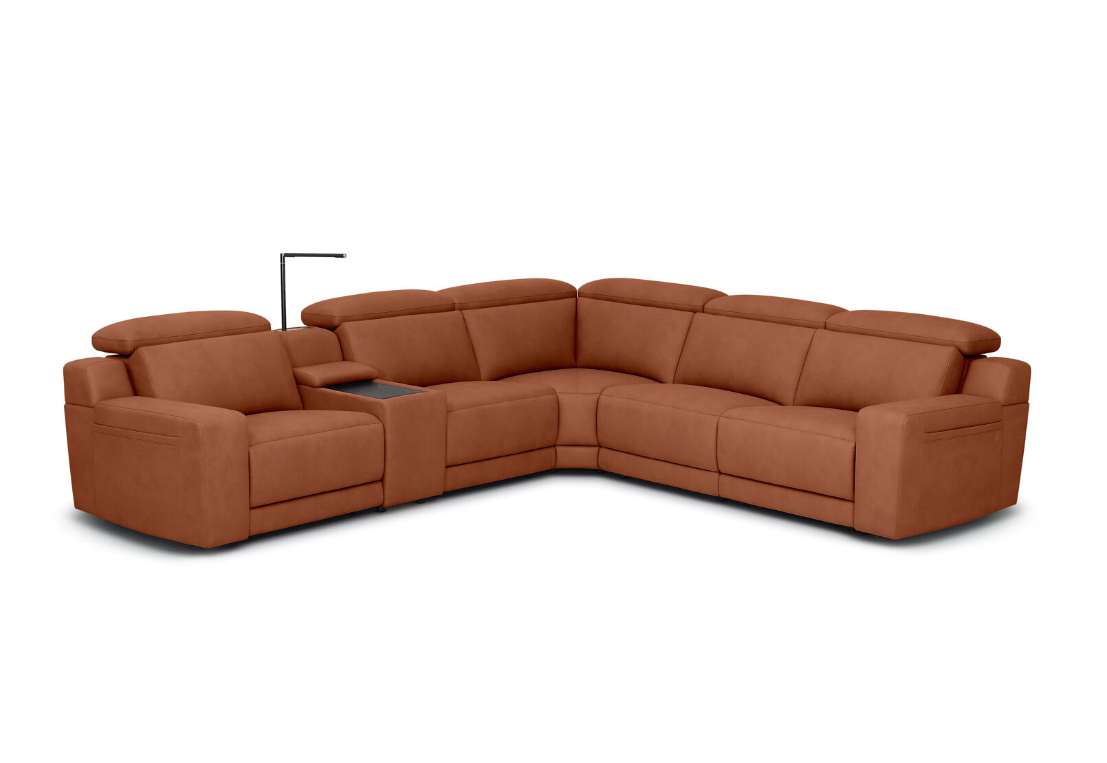 VANTRO FABRIC - Corner Lounge with 2 Inbuilt Electric Recliners and Console VANTRO FABRIC