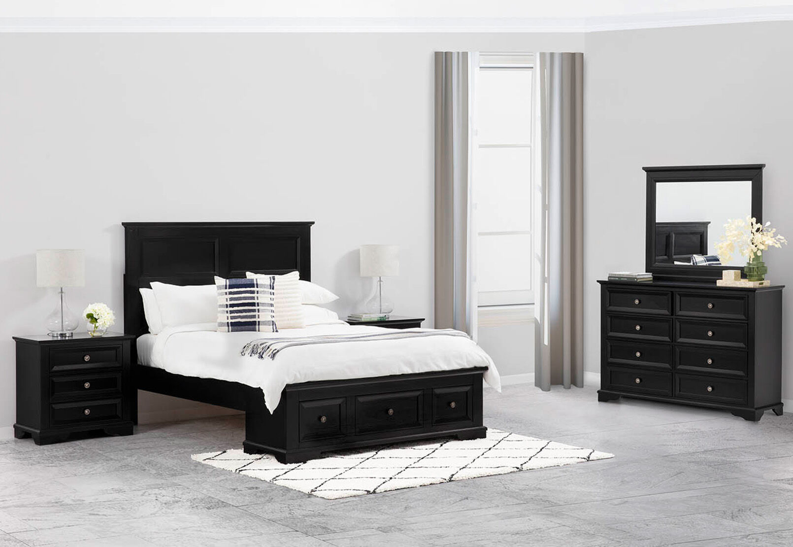 CHANELLE - 4 Piece Queen Dresser Bedroom Suite CHANELLE