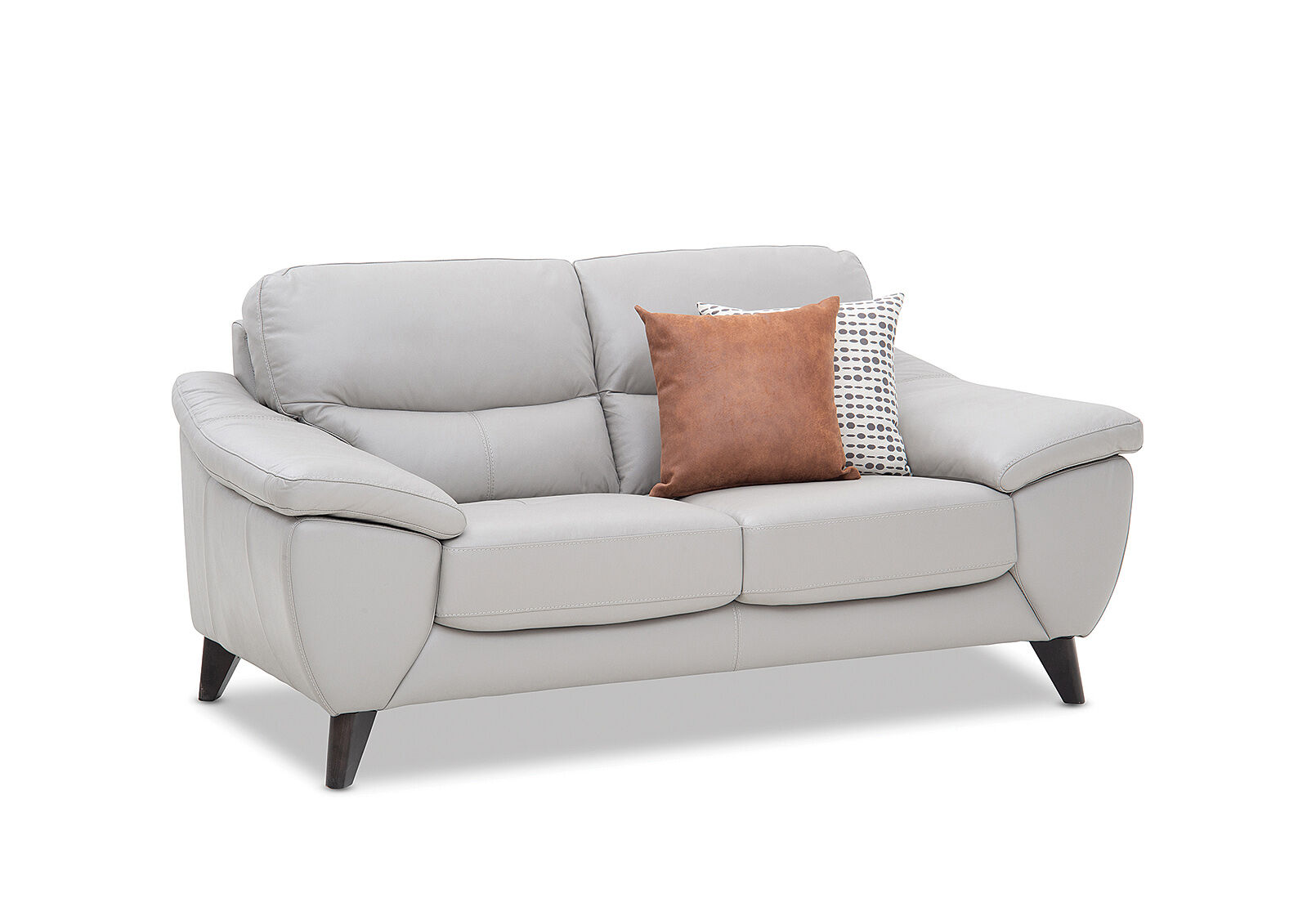 LIGHT GREY COHEN Leather 2 Seater Amart Furniture