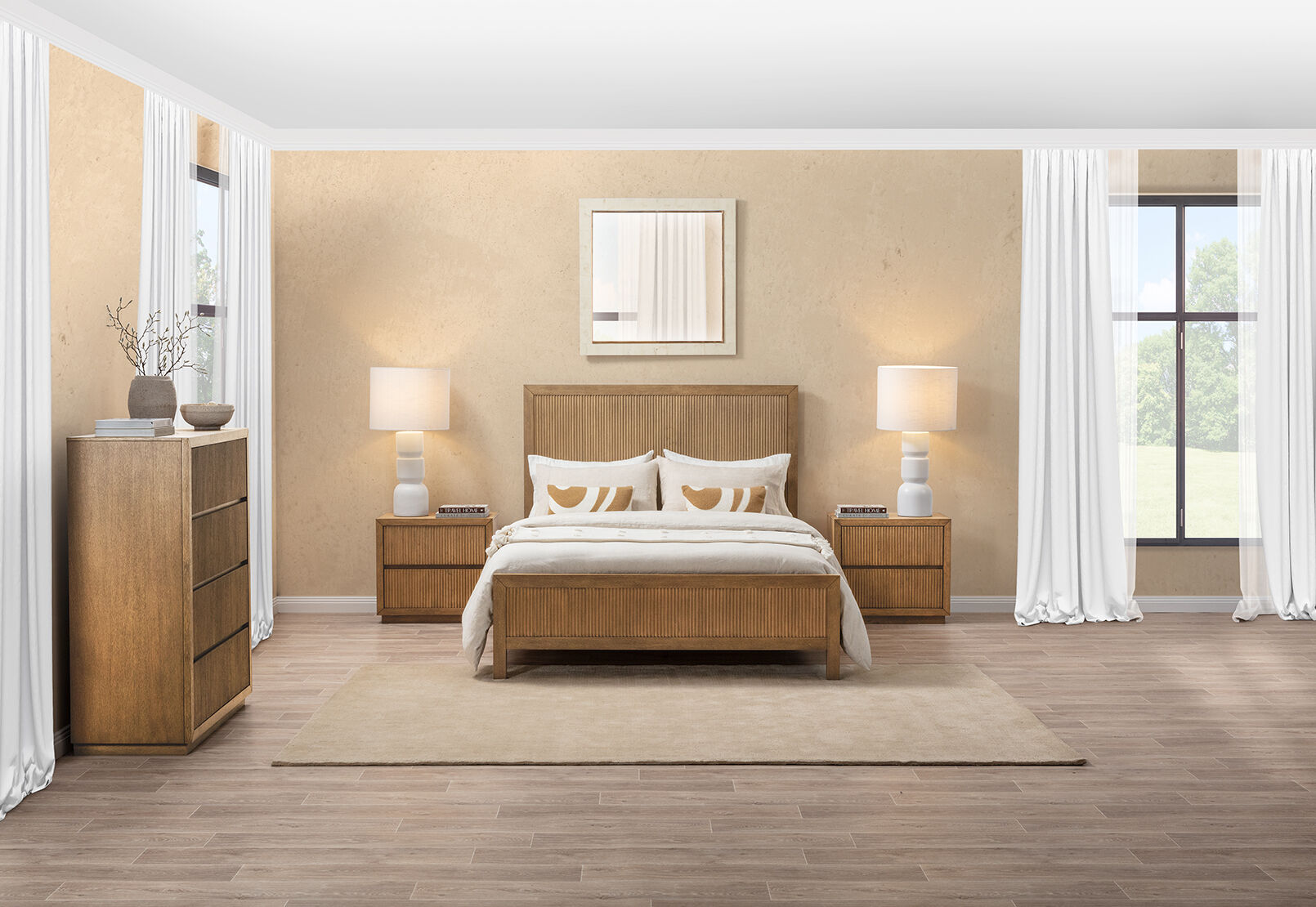 THORIN - 4 Piece King Bed Tall Chest Suite THORIN