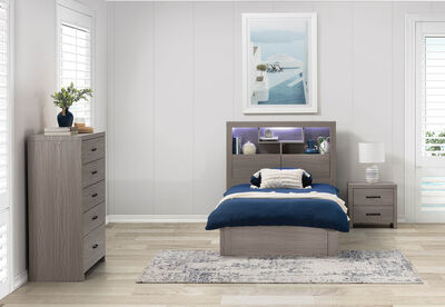 GEOVANA - 3 Piece King Single Bed Tall Chest Suite.