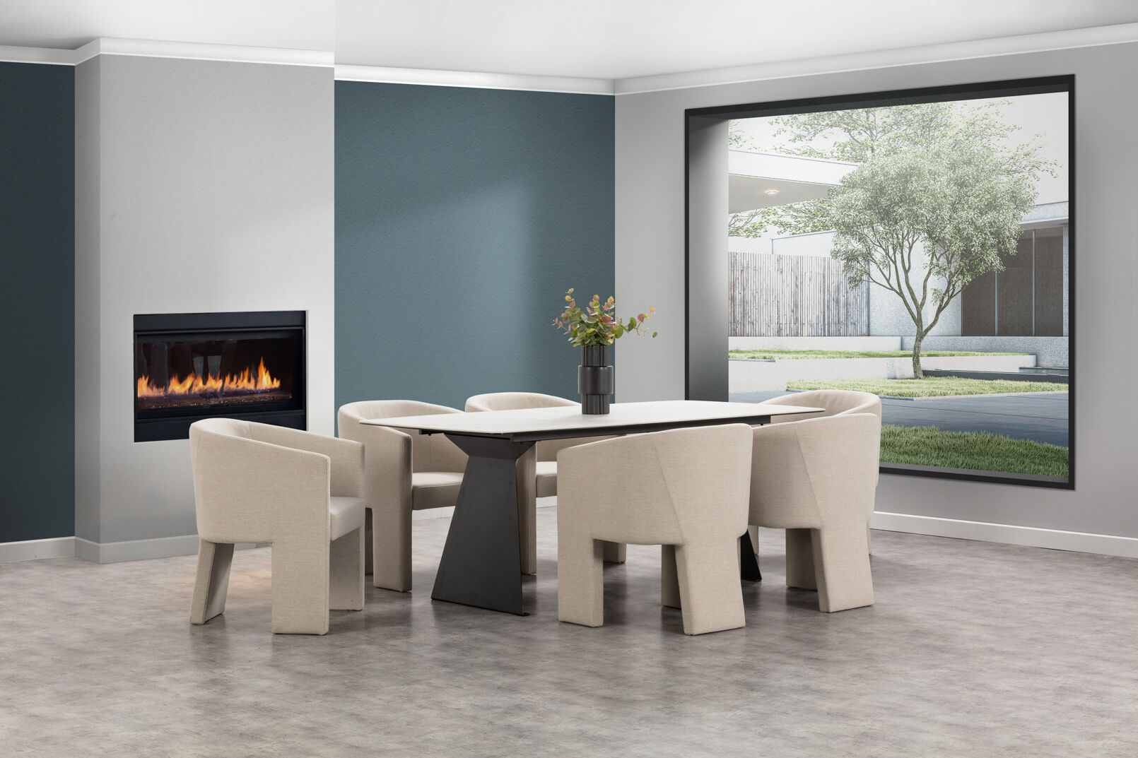 MACKINLEY - 7 Piece Suite with Alicante Dining Chairs. MACKINLEY