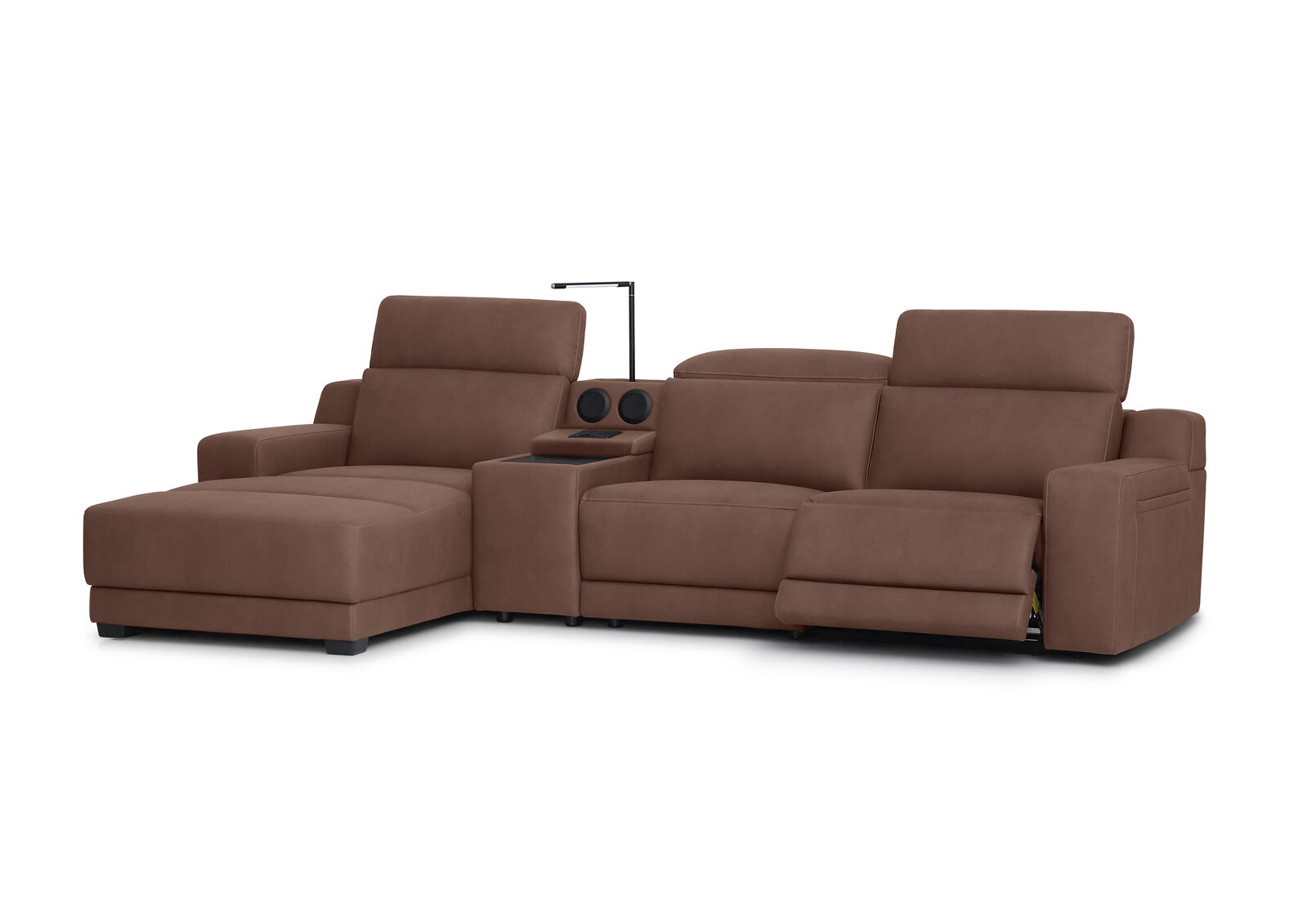 VANTRO FABRIC - 3 Seater LHF Chaise with Speaker Console and Inbuilt Electric Recliner VANTRO FABRIC