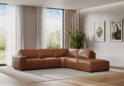 BARTELLE LEATHER - 5 Piece RHF Corner Chaise