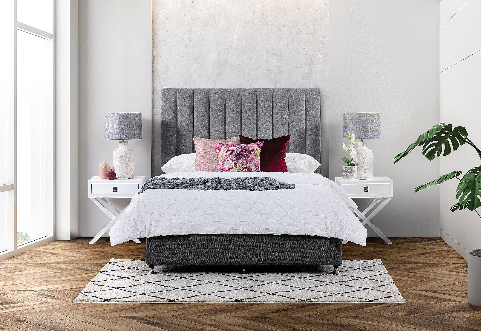 GREY DAMI Queen Headboard