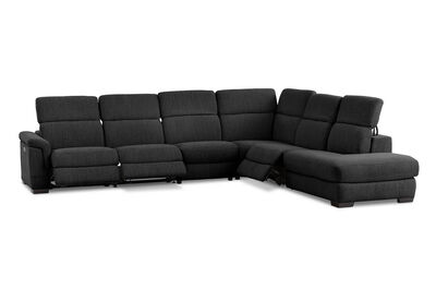 LUCIANO - Fabric Corner Lounge with 3 Inbuilt Electric Recliners and Right-Hand Facing Chaise