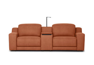 VANTRO FABRIC - 2 Seater Sofa with 2 Inbuilt Electric Recliners and Console
