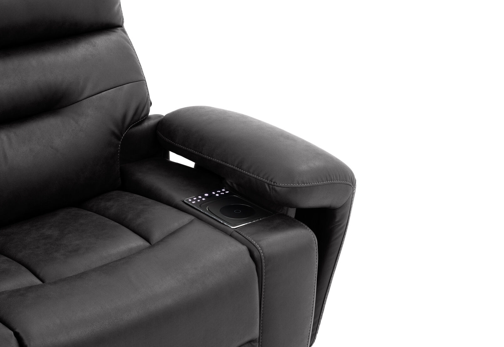 HOLLYWOOD FABRIC - Media 2 Seater with Electric Recliners & Console HOLLYWOOD FABRIC