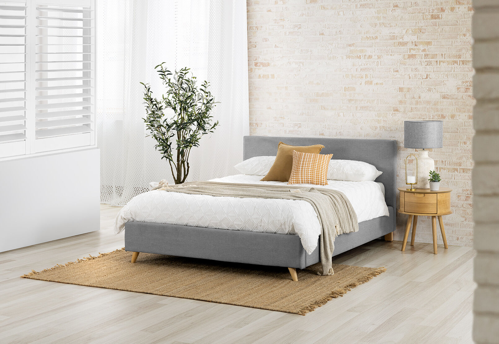 LIGHT GREY SCANDI Queen Bed