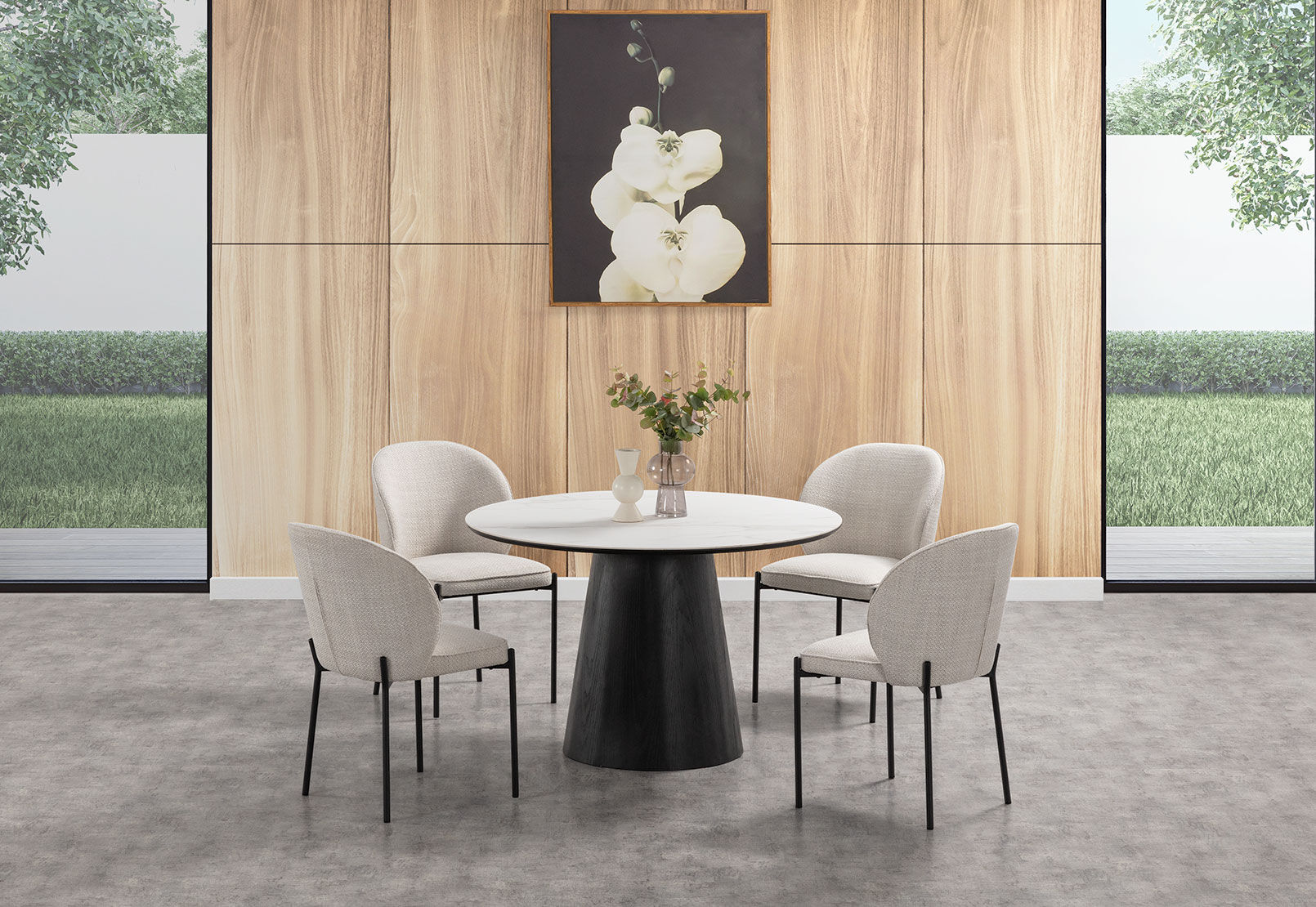 THANOS - 5 Piece Ceramic Dining Suite with Fidel Chairs THANOS