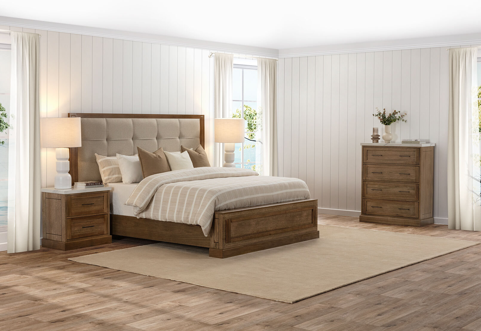 MATTEO - 4 Piece Queen Bed Tall Chest Suite MATTEO