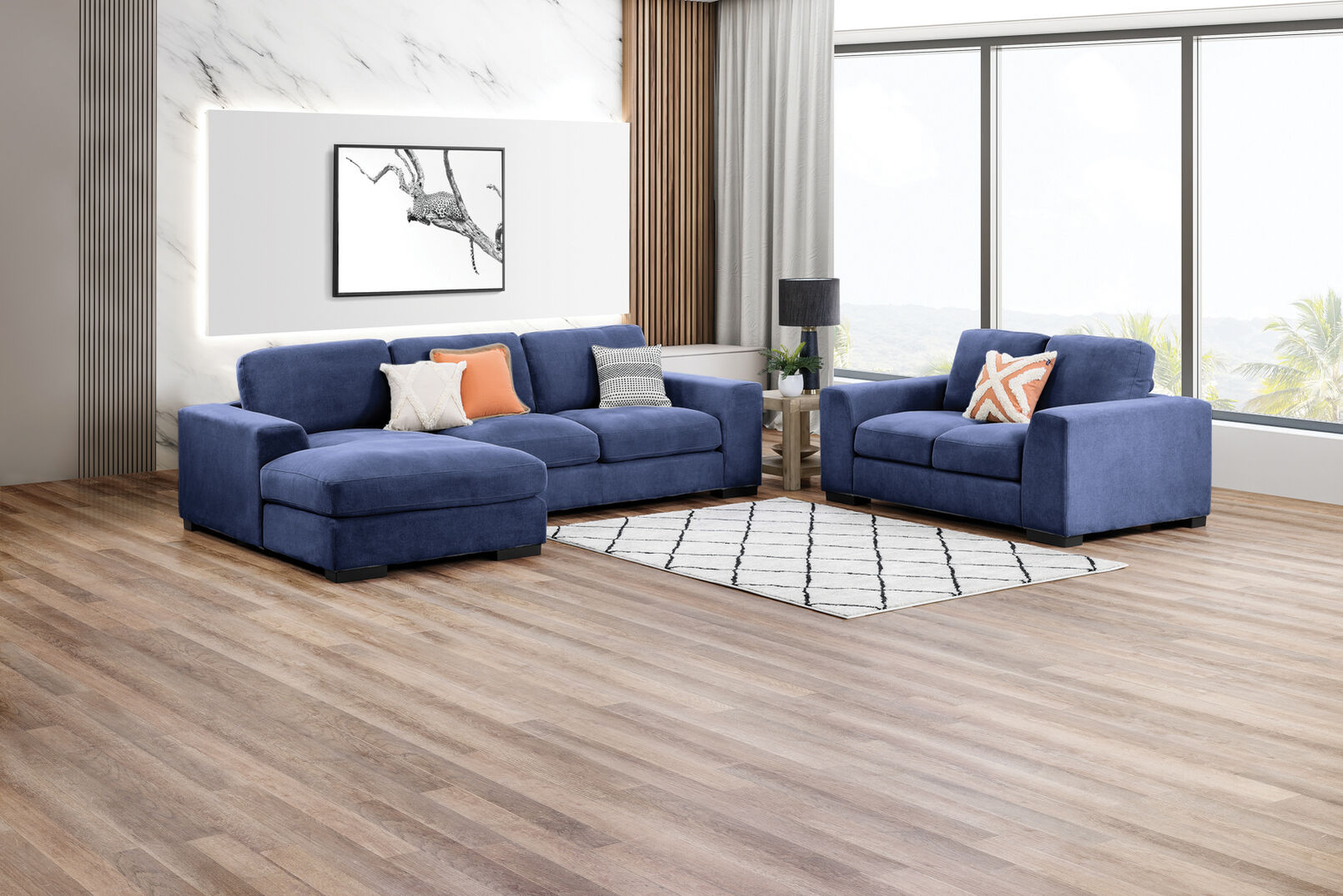 NAVY BLUE JOSEPHINE FABRIC Sofa Chaise Pair navy-blue-josephine-fabric-sofa-chaise-pair