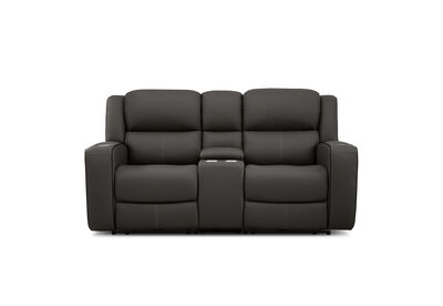 CAPALDI LEATHER - 2 Seater Sofa with 2 Inbuilt Electric Recliners and Console