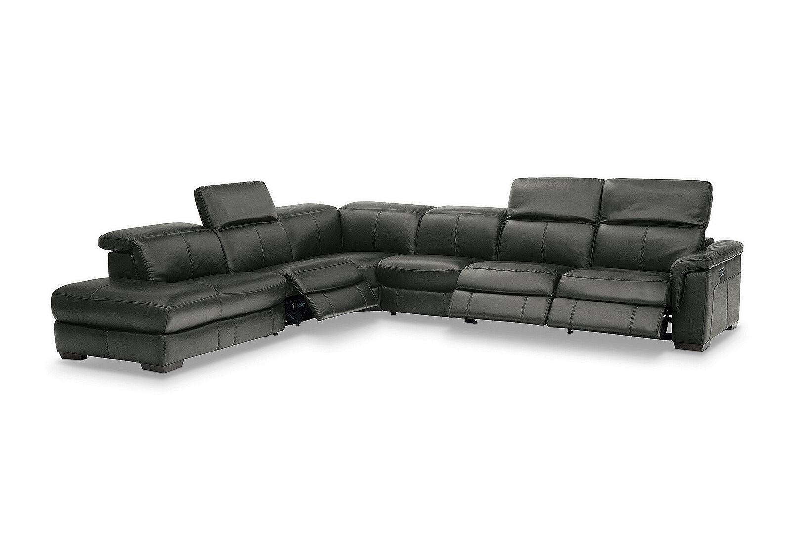 LUCIANO - Leather Corner Lounge with 3 Inbuilt Electric Recliners and Left-Hand Facing Chaise LUCIANO
