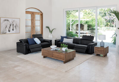 LUCIANO - Leather 3.5 Seater Sofa with 2 Electric Recliners