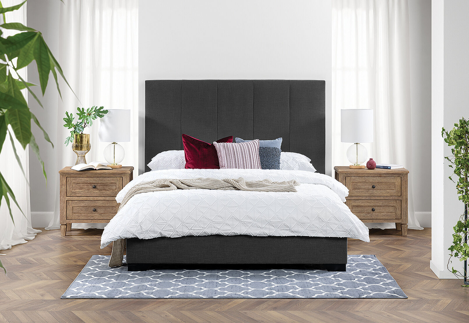 DARK GREY AVERY Queen Bed | Amart Furniture