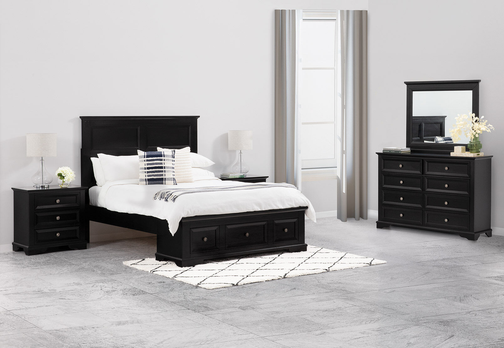 CHANELLE - 4 Piece Double Dresser Bedroom Suite CHANELLE