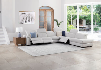 LUCIANO - Leather Corner Lounge with 3 Inbuilt Electric Recliners and Right-Hand Facing Chaise