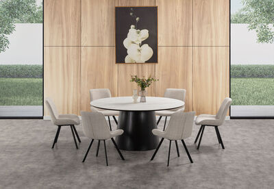 THANOS - 7 Piece Ceramic Dining Suite with Vesta Chairs