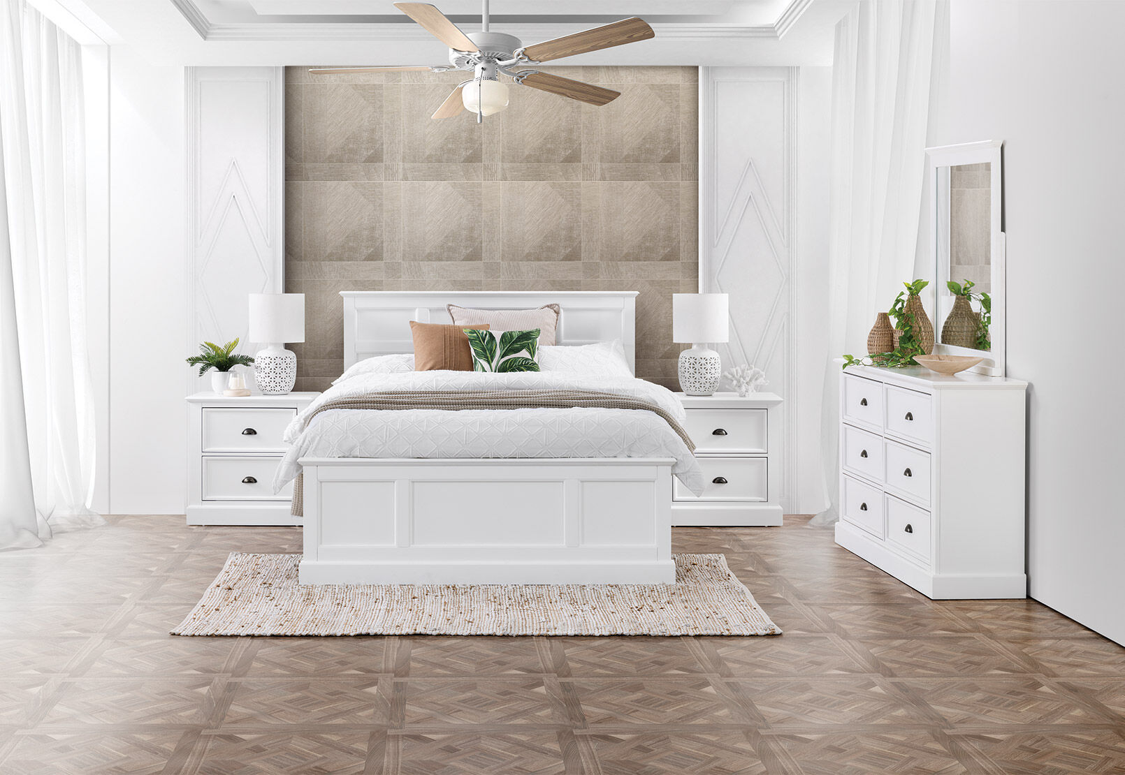 WHITE CHRYSTELLE Queen Bed Amart Furniture
