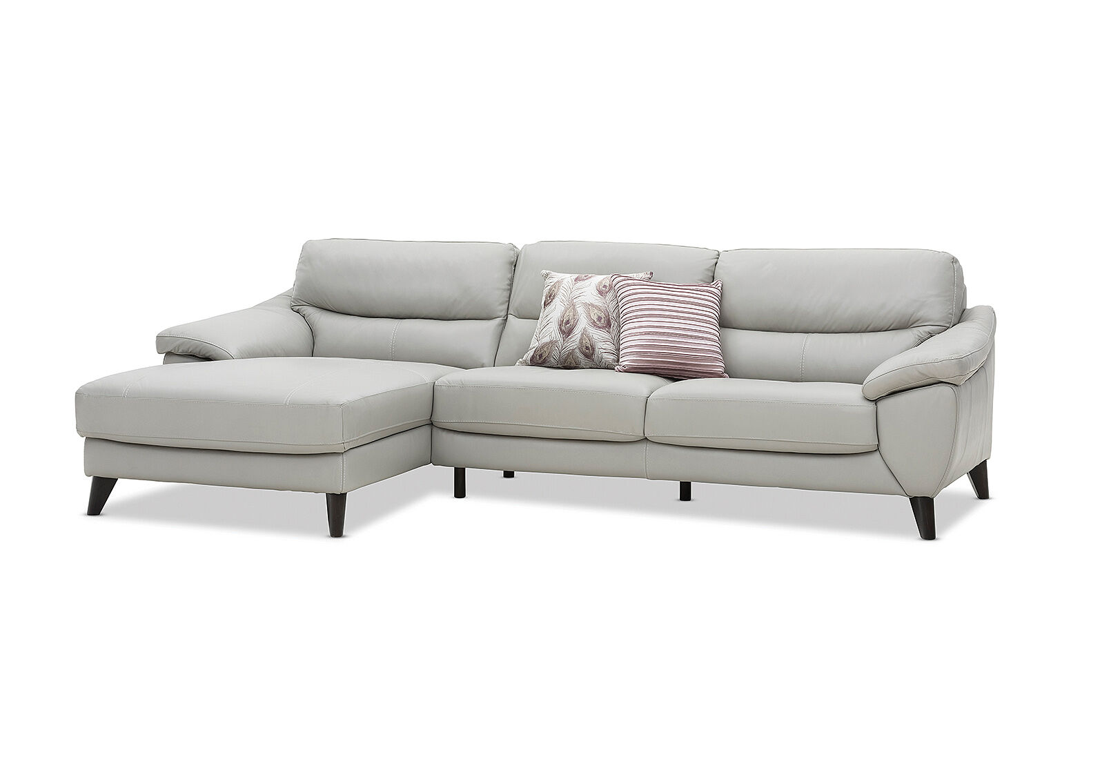 light grey cohen leather 3 seater chaise amart furniture