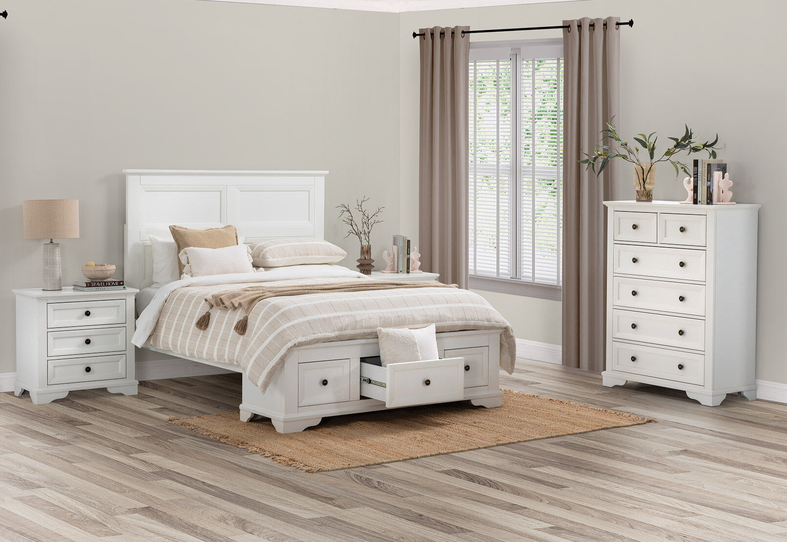 CHANELLE - 4 Piece Double Tall Chest Bedroom Suite CHANELLE