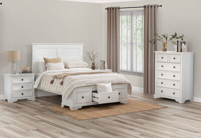 CHANELLE - 4 Piece Double Tall Chest Bedroom Suite