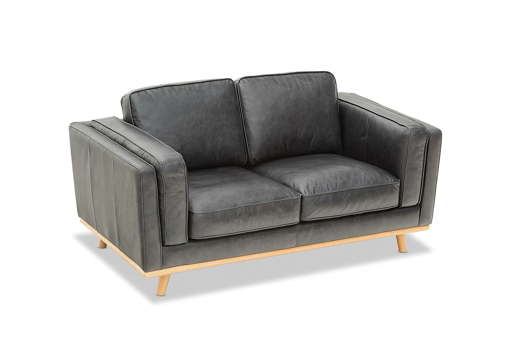 BLACK LORAS LEATHER 2 Seater Sofa