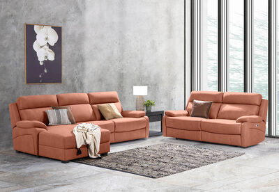 LYNCOLN - Fabric 3.5 Seat Left Hand Facing Chaise with Drop Down Table
