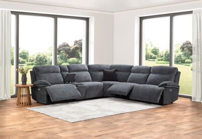 SEYMOUR FABRIC - 5 Seater Corner Lounge with LHF Console
