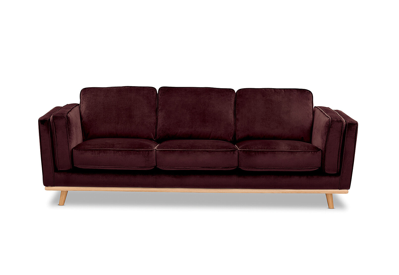 DEEP RED LORAS VELVET Fabric 3 Seater