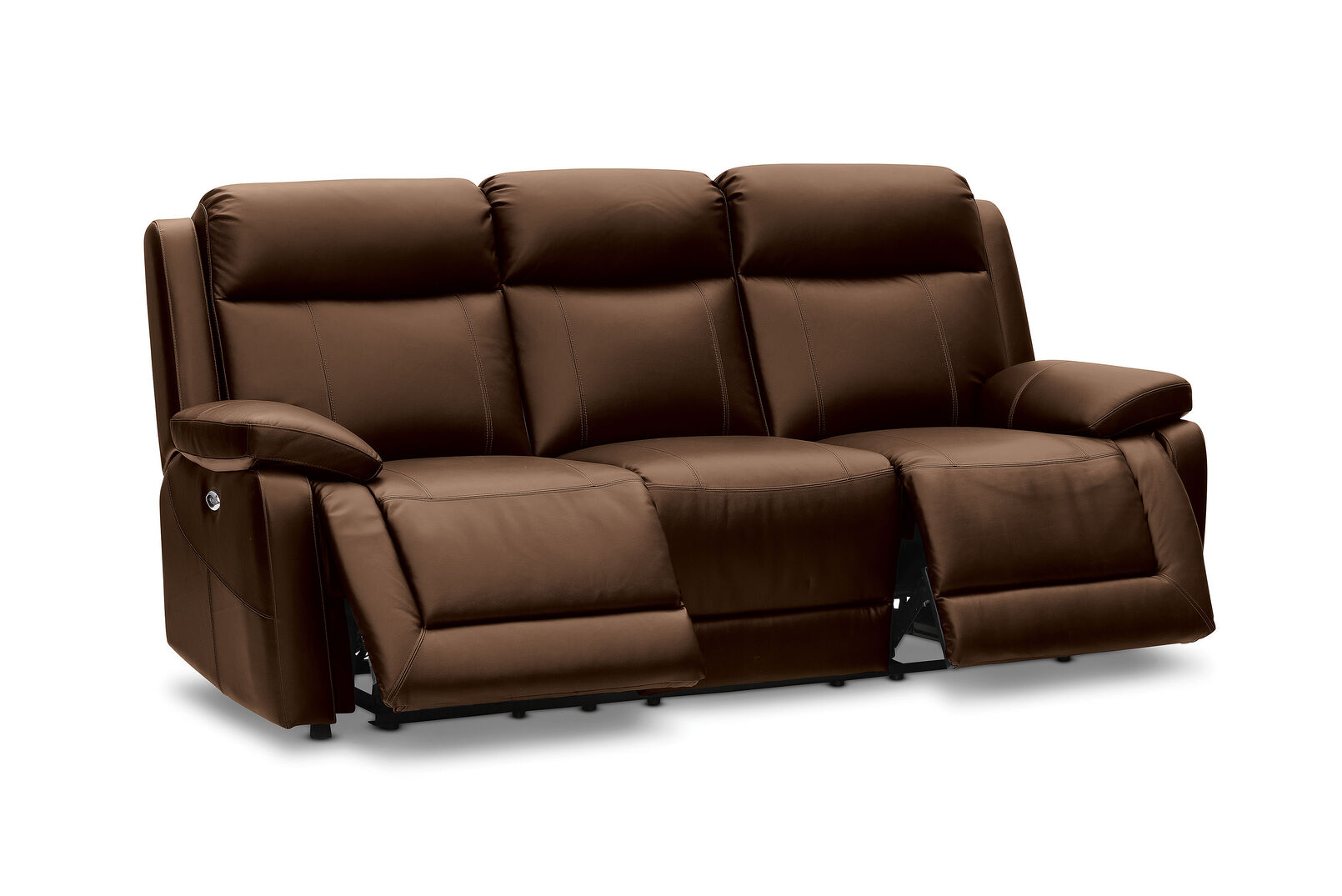 BLACK SAN MARCO Leather 3 Seater Recliner Lounge Amart Furniture
