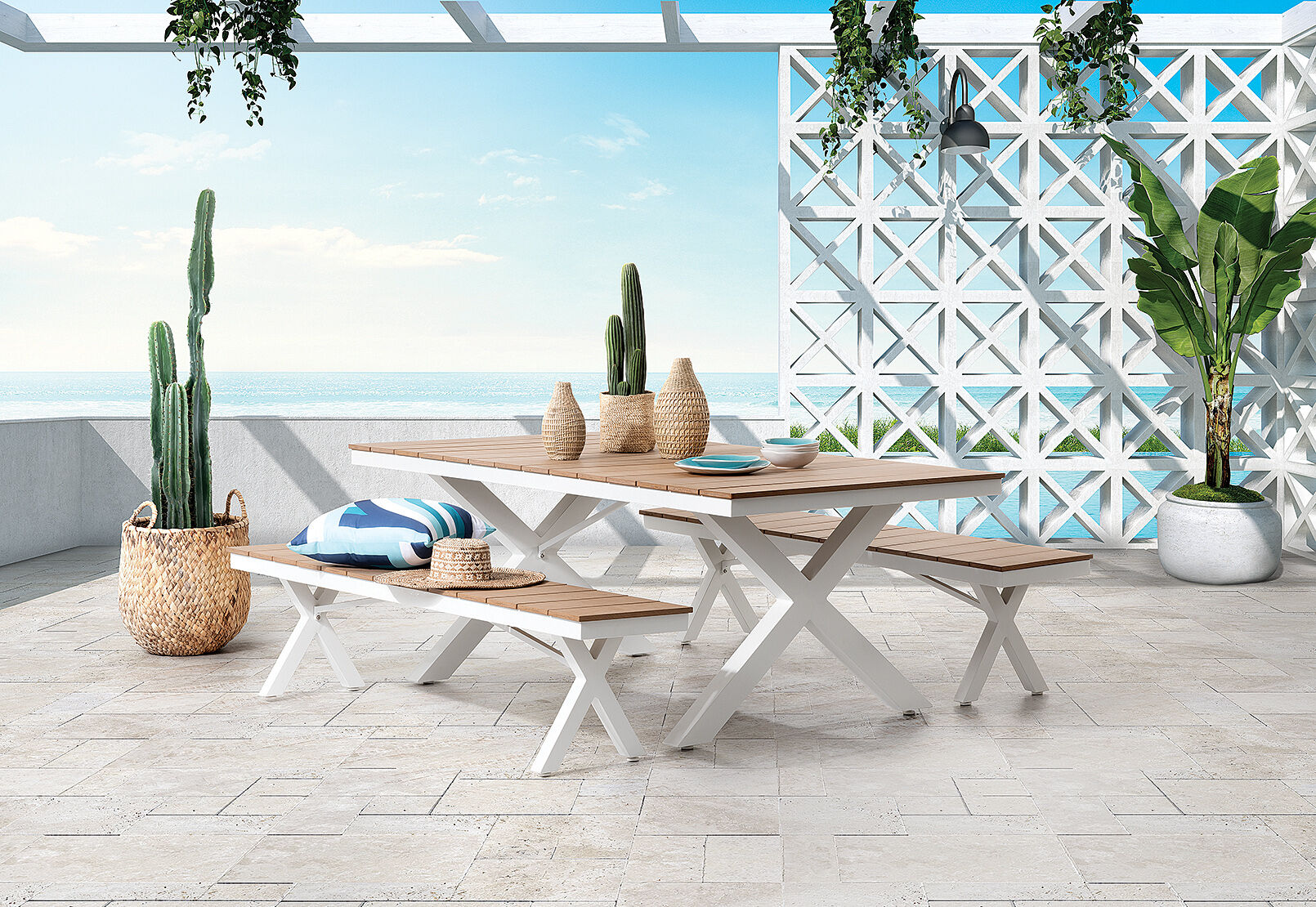ELWOOD - 3 Piece Outdoor Bench Setting. ELWOOD